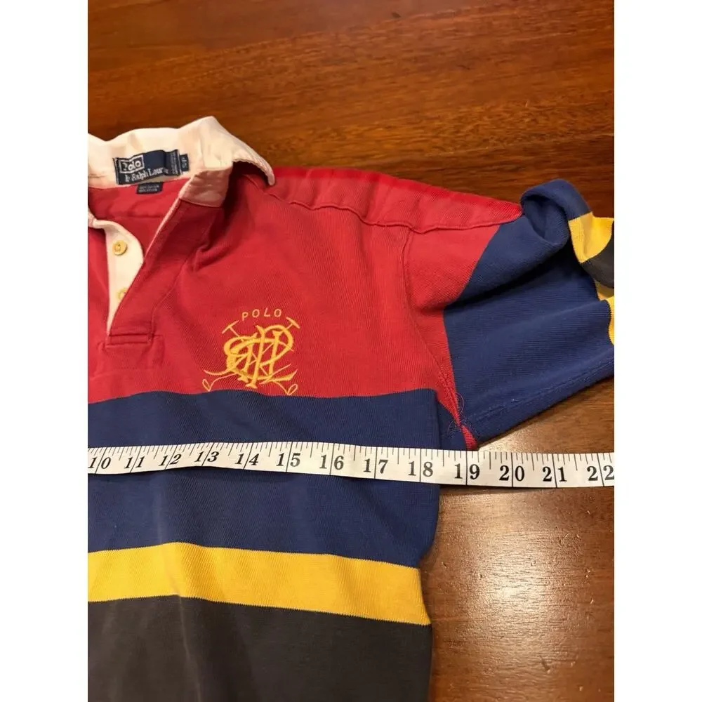 Small Vintage Polo By Ralph Lauren Padded Rugby Shirt Embroidered Crest Repaired